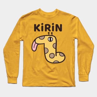 KIRIN - Cryptic Nihongo - Cartoon Giraffe with Japanese Long Sleeve T-Shirt